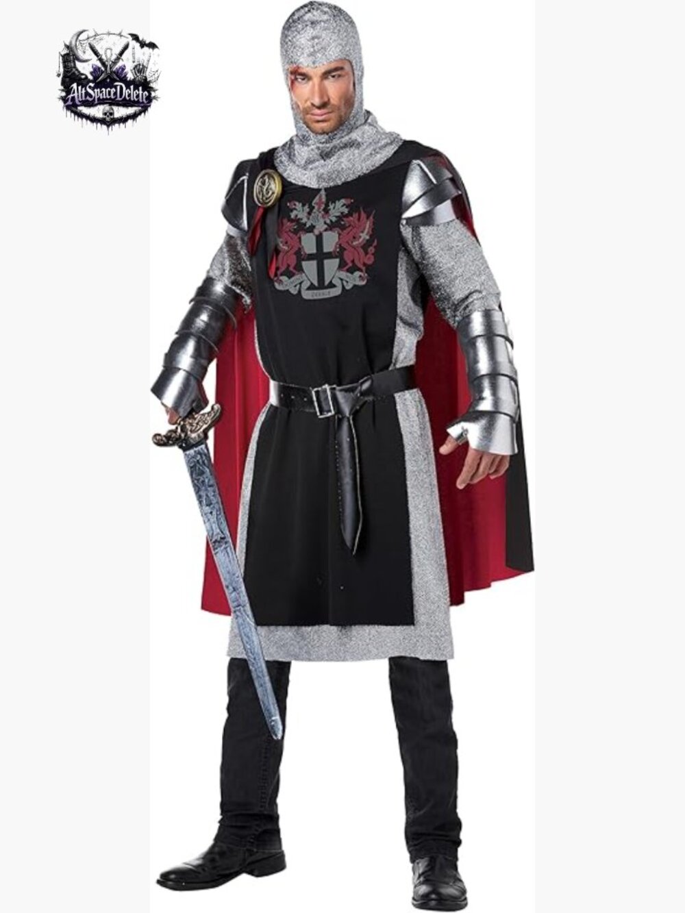 Medieval Knight Costume - Adult L/XL Tunic Cape Set